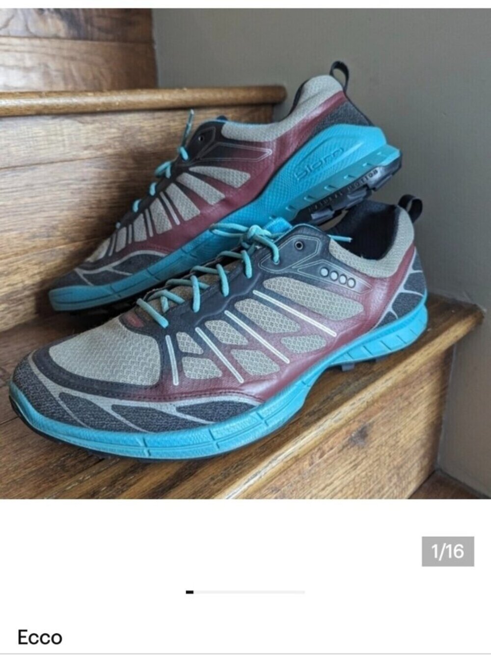 Ecco Men's Biom Trail Running Shoe men's Gray Teal & OfRed size 46